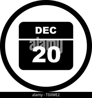 December 20th Date on a Single Day Calendar Stock Photo