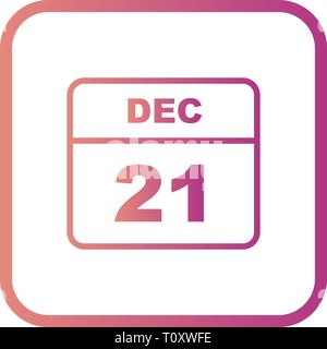 December 21st Date on a Single Day Calendar Stock Photo