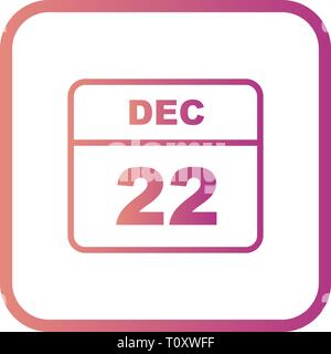 December 22nd Date on a Single Day Calendar Stock Photo