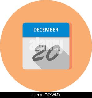 December 20th Date on a Single Day Calendar Stock Photo