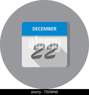 December 22nd Date on a Single Day Calendar Stock Photo