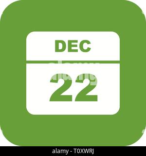 December 22nd Date on a Single Day Calendar Stock Photo