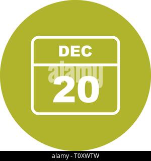 December 20th Date on a Single Day Calendar Stock Photo