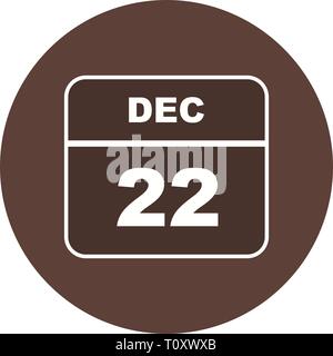 December 22nd Date on a Single Day Calendar Stock Photo