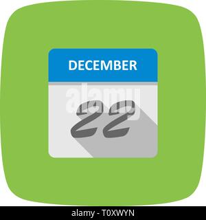 December 22nd Date on a Single Day Calendar Stock Photo