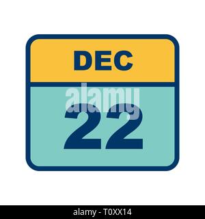 December 22nd Date on a Single Day Calendar Stock Photo