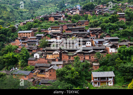 Traditional style Chinese village in remote countryside Stock Photo