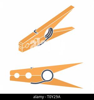 Wood clothespin classic. Without outline. Stock Vector