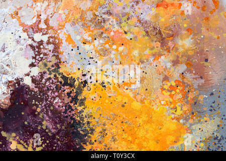 Abstract art - hand painted canvas. Artists oil paints multicolored closeup abstract background. Stock Photo