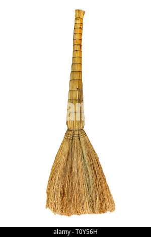 Home broom for cleaning debris isolated on a white background Stock Photo