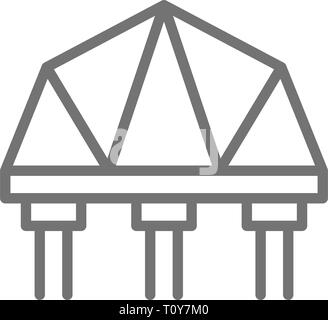 Suspension bridge line icon. Isolated on white background Stock Vector