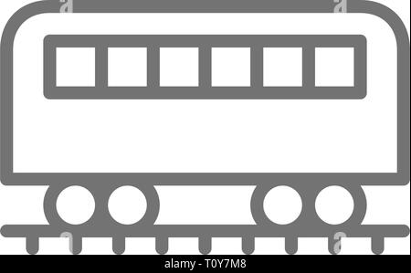 Coach on rails, train wagon, subway line icon. Stock Vector