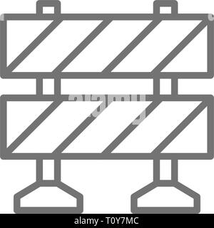 Railroad barrier, roadblock line icon. Isolated on white background Stock Vector