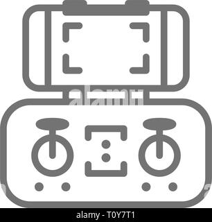 Mobile control panel for drone, remote controller, gamepad line icon. Stock Vector