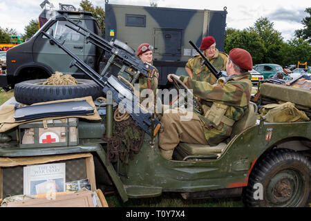 Military vehicle display at the 2018 Aylsham Agricultural Show, Norfolk, UK. Stock Photo