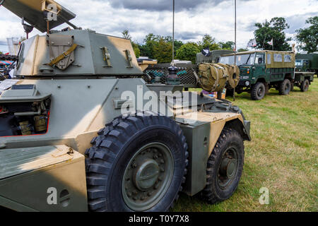 Military vehicle display at the 2018 Aylsham Agricultural Show, Norfolk, UK. Stock Photo