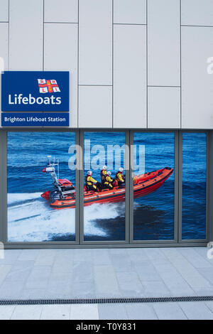 details and photos in and around the Brighton RNLI lifeboat station at Brighton Marina. Stock Photo