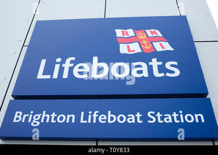 details and photos in and around the Brighton RNLI lifeboat station at Brighton Marina. Stock Photo