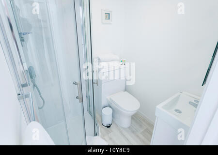 Interior photos of a clean white bathroom suite Stock Photo
