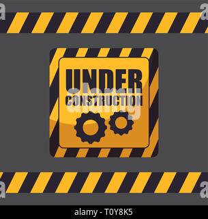 under construction label with traffic signals vector illustration ...