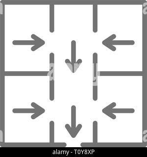 Evacuation plan, emergency evacuation sign line icon. Stock Vector