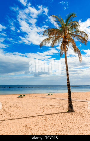 Las Teresitas, Tenerife,Canary islands,Spain: Playa de Las Teresitas, a famous beach near Santa Cruz de Tenerife with scenic San Andres village. Stock Photo