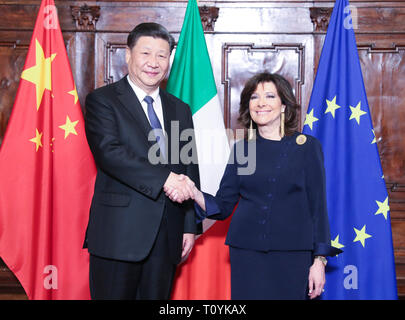 Rome, Italy. 22nd Mar, 2019. Chinese President Xi Jinping (L) meets with Italian Senate Speaker Maria Elisabetta Alberti Casellati in Rome, Italy, March 22, 2019. Credit: Yao Dawei/Xinhua/Alamy Live News Stock Photo