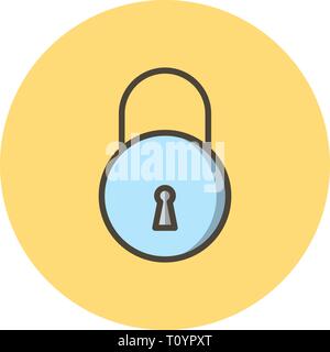 Lock Line Icon In Flat Style Vector For App, UI, Websites. Black Icon ...