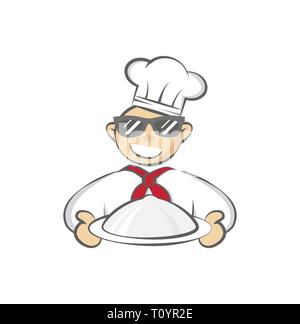 Smiling Chef cartoon character on white Stock Vector