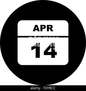 April 14th Date on a Single Day Calendar Stock Photo