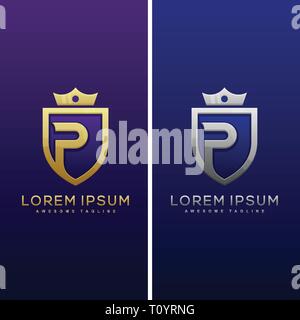 Luxury Letter P Concept illustration vector Design template. Suitable for Creative Industry, Multimedia, entertainment, Educations, Shop, and any rela Stock Vector