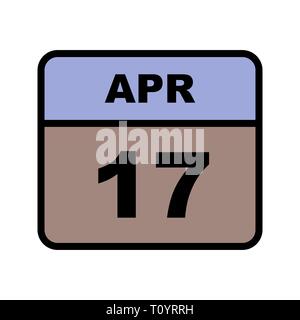 April 17th Date on a Single Day Calendar Stock Photo