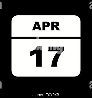 April 17th Date on a Single Day Calendar Stock Photo