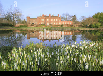 Hodsock Priory near Blyth, Nottinghamshire during their annual Snowdrop Week opening - February, UK, GB