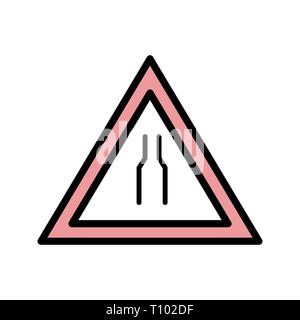 Illustration  Road narrows on both side Road Sign Icon Stock Photo