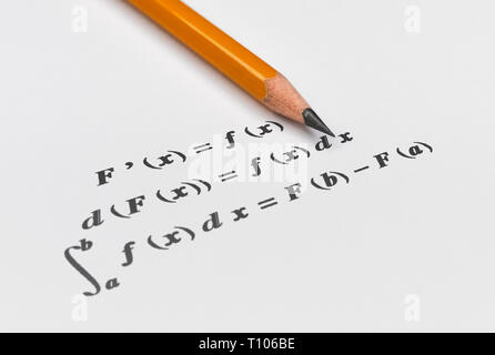 Fundamental theorem in differential and integral calculus on bright background Stock Photo
