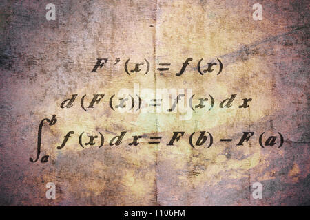 Fundamental theorem in differential and integral calculus on vintage background Stock Photo