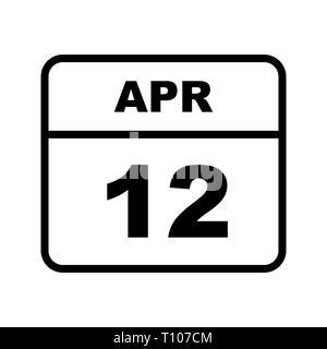 April 12th Date on a Single Day Calendar Stock Photo