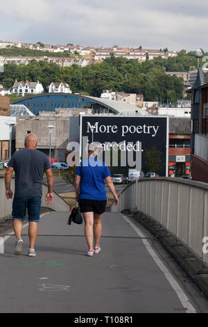 Poetry Sign at the birthplace of poet Dylan Thomas in Swansea. .located near the Market in central Swansea Stock Photo