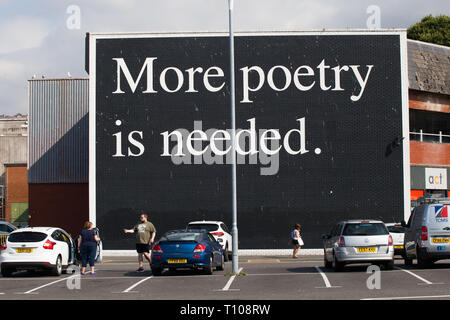 Poetry Sign at the birthplace of poet Dylan Thomas in Swansea. .located near the Market in central Swansea Stock Photo