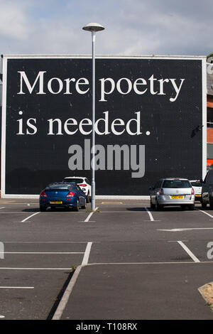 Poetry Sign at the birthplace of poet Dylan Thomas in Swansea. .located near the Market in central Swansea Stock Photo