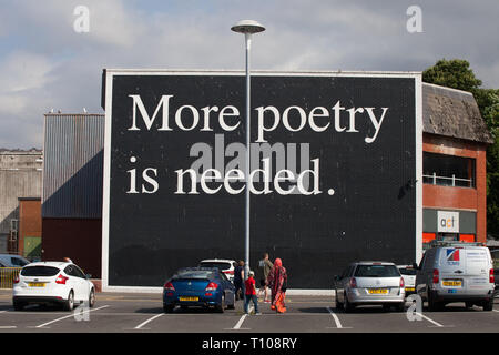 Poetry Sign at the birthplace of poet Dylan Thomas in Swansea. .located near the Market in central Swansea Stock Photo