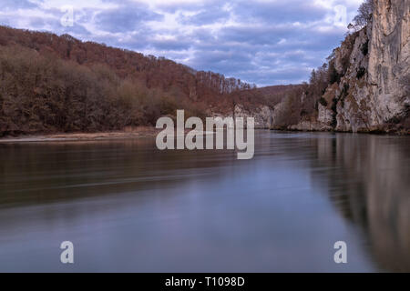 Danube gorge near Weltenburg monastery in the evening Stock Photo