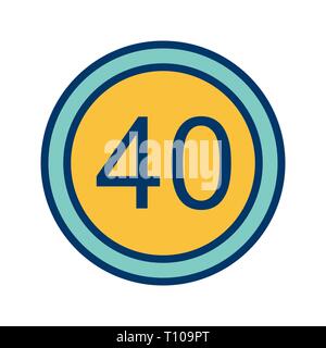 Illustration  Speed limit 40 Icon Stock Photo