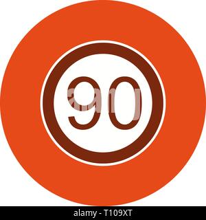 Illustration  Speed limit 90 Icon Stock Photo