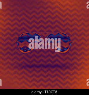 sunglasses on a bright purple orange background. duotone minimal style. minimum summer concept Stock Photo