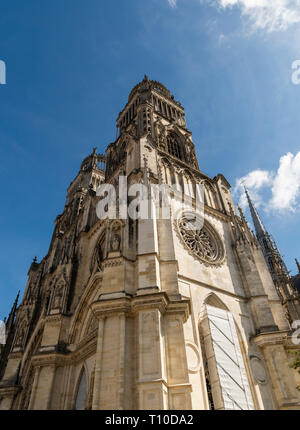 Tower of the Roman Catholic church Gothic cathedral of Orleans, France. Stock Photo