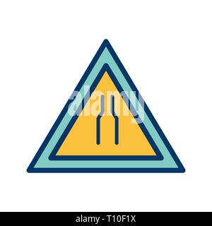 Illustration  Road narrows on both side Road Sign Icon Stock Photo