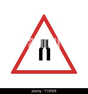 Illustration  Road narrows on both side Road Sign Icon Stock Photo