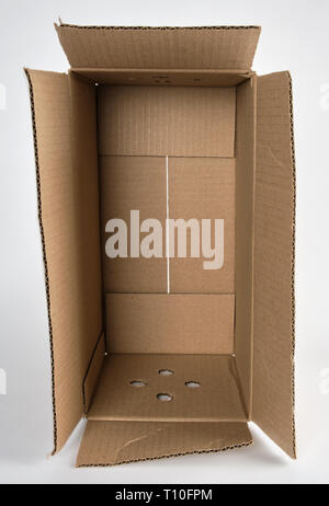 open brown paper box on white background Stock Photo